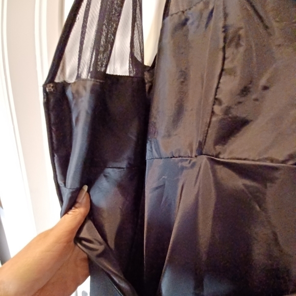 EVAN Picone Black Beaded Illusion Neckline Dress - Picture 6 of 8